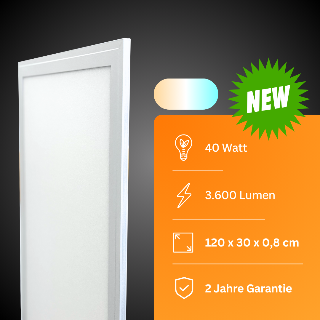 LED Panel 120x30cm | CCT | 40W | 3000-6000K | 3600 Lumen + Fernbedienung