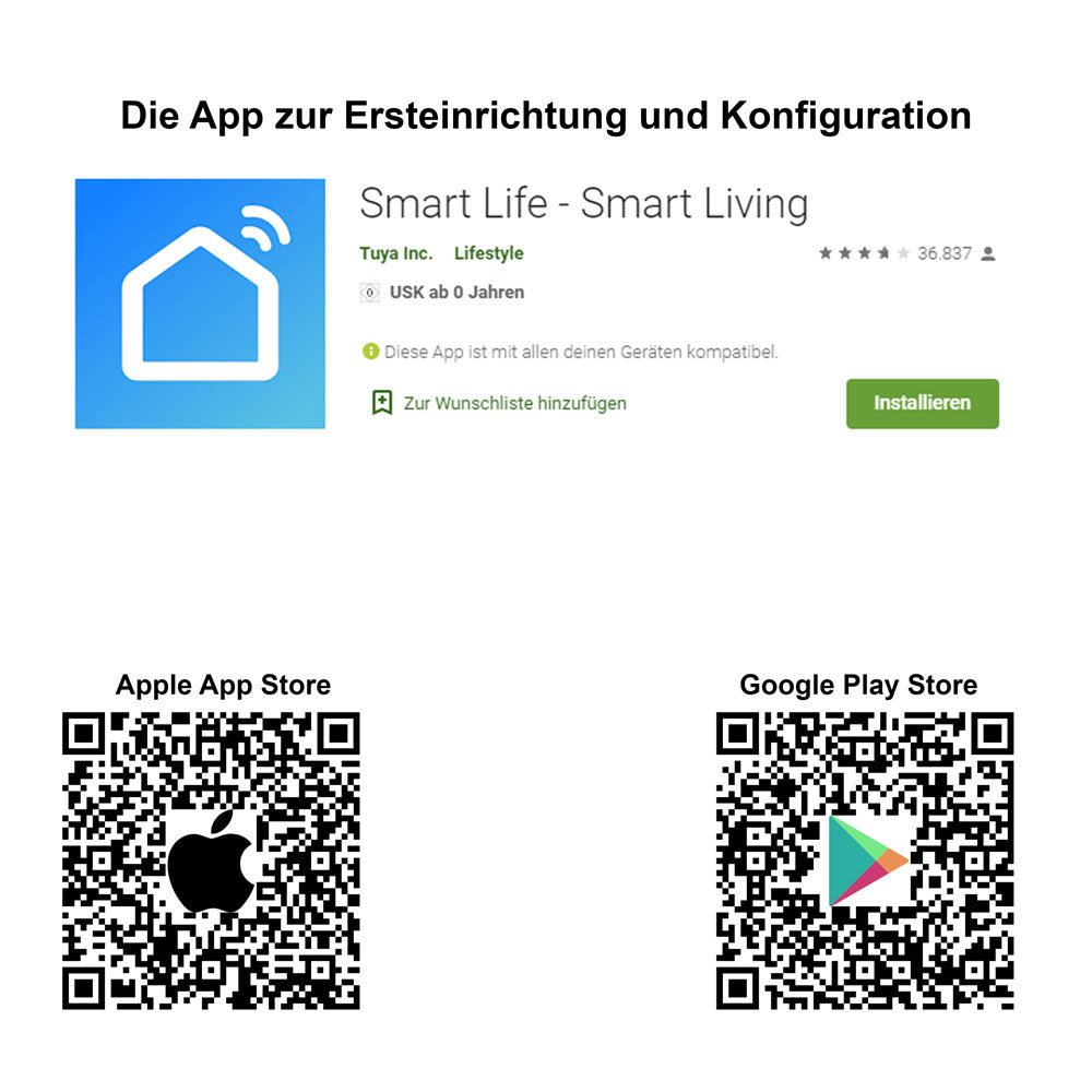 SmartHome LED Panel - QR Code für Google und Apple Store