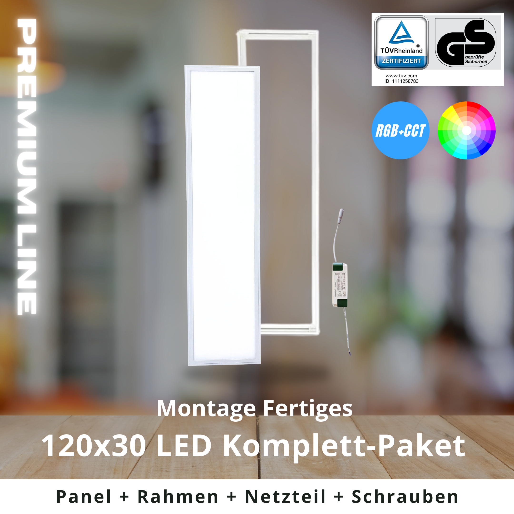 PREMIUM RGB+CCT LED Panel 120x30cm | volles Farbspektrum (Deckenmontage)