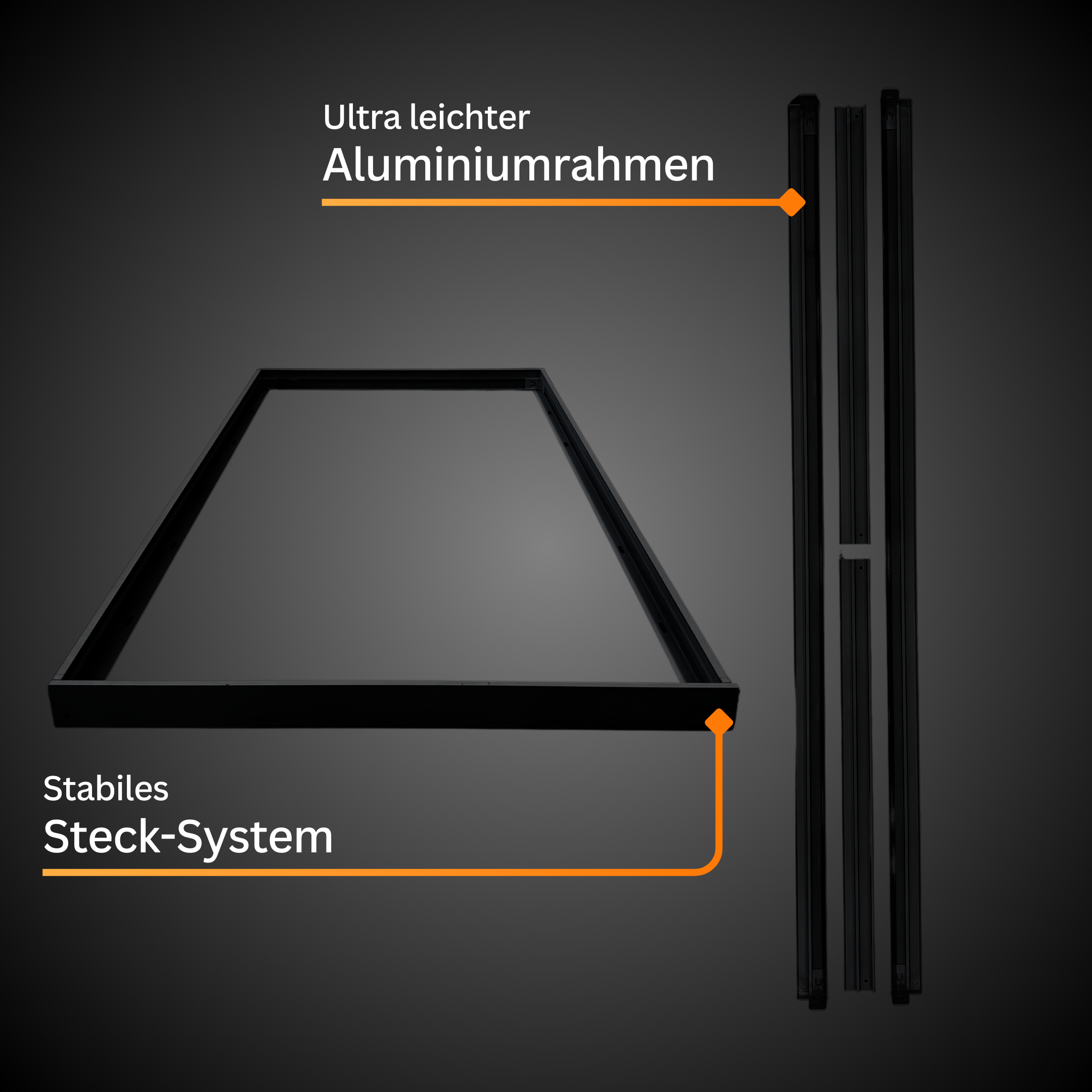 Aufbaurahmen für LED Panel 120x30 cm aus Aluminium (schwarz)