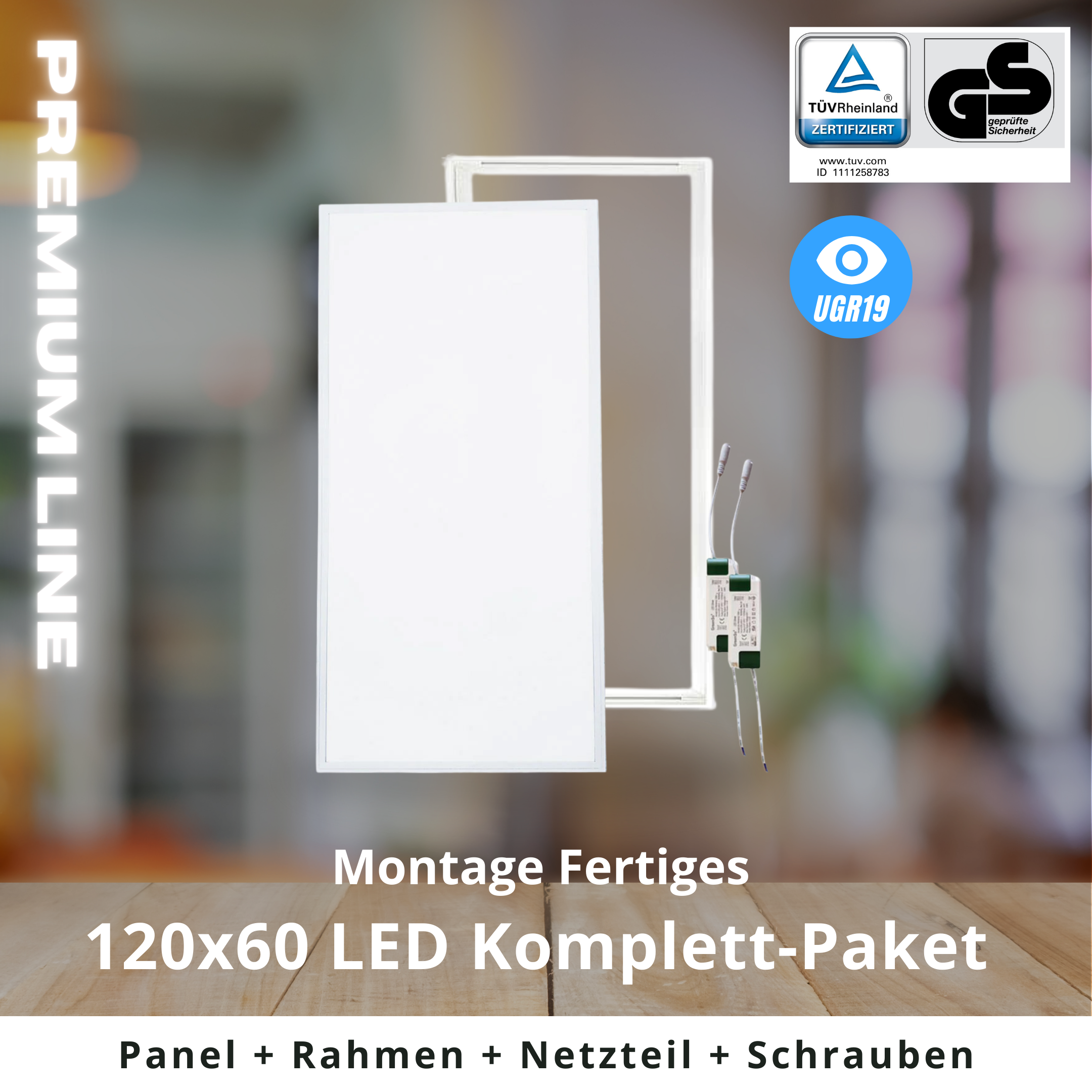 PREMIUM UGR 19 LED Panel 120x60cm | neutralweiß (Deckenmontage)