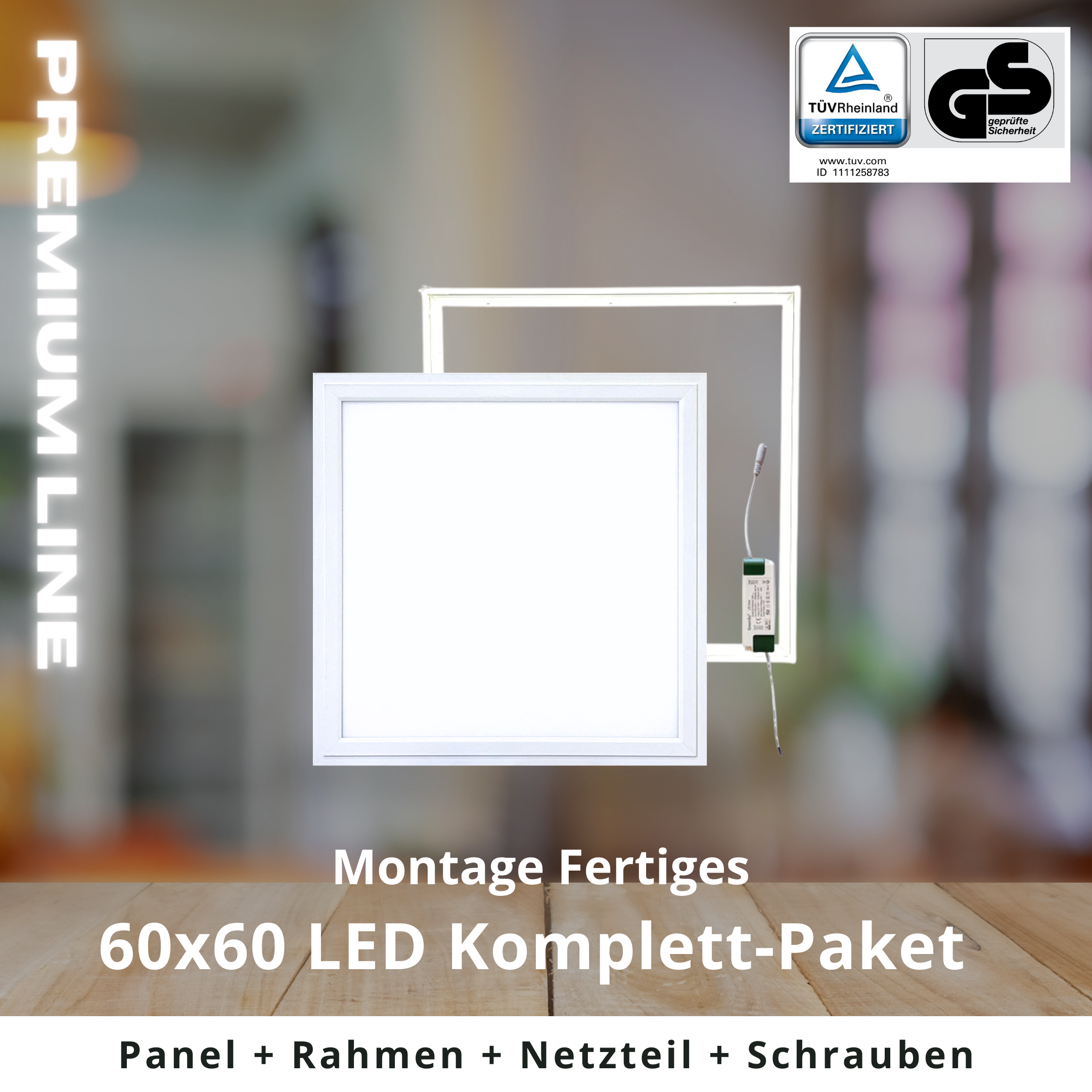 PREMIUM LED Panel 60x60cm | neutralweiß (Deckenmontage)