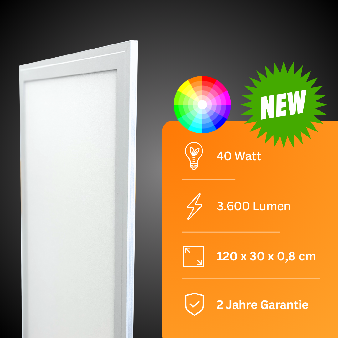 LED PANEL 120x30cm | RGB+CCT | 40W | 3000K-6000K | 3600 Lumen