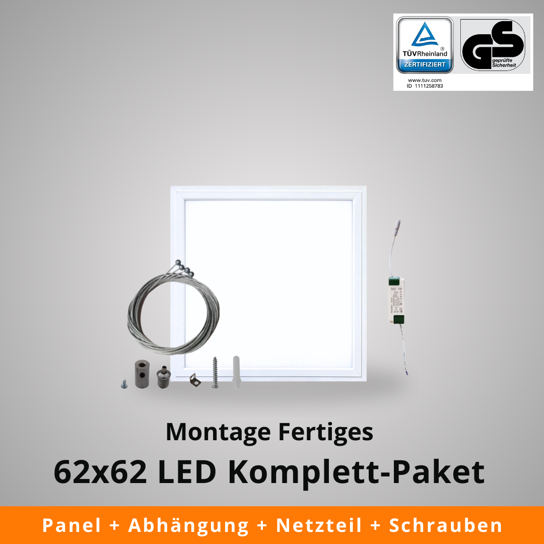 62x62 High Lumen UGR 19 LED Komplett-Paket in neutralweiß (Abhängung)