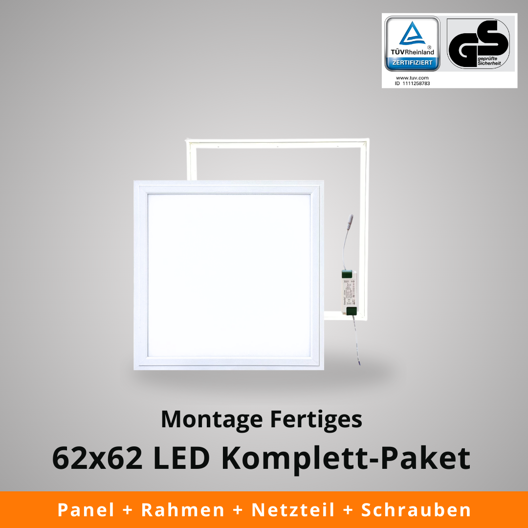 62x62 High Lumen UGR 19 LED Komplett-Paket in neutralweiß (Deckenmontage)