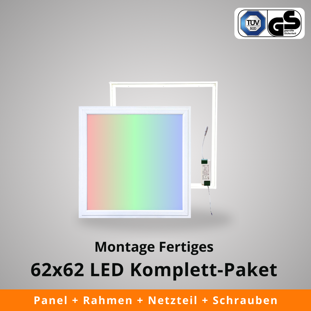 62x62 LED Komplett-Paket in RGB+CCT (Deckenmontage)
