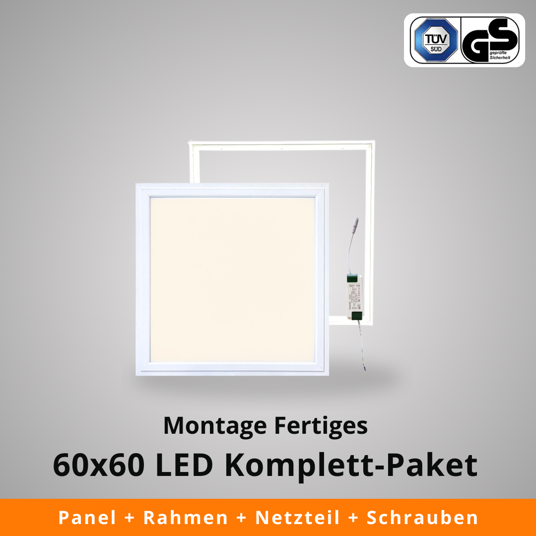 60x60 LED Komplett-Paket in warmweiß (Deckenmontage)