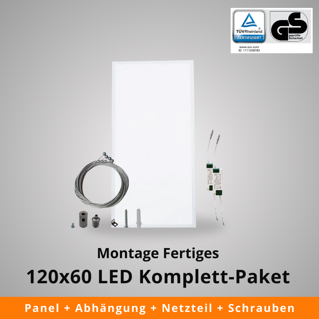 120x60 High Lumen UGR 19 LED Komplett-Paket in neutralweiß (Abhängung)